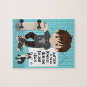 Brunette Powerful and Brave Boy Jigzaag Puzzle Legpuzzel (Horizontaal)