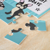 Brunette Powerful and Brave Boy Jigzaag Puzzle Legpuzzel (Zijkant)