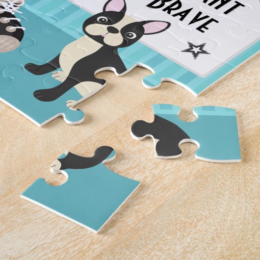 Brunette Powerful and Brave Boy Jigzaag Puzzle Legpuzzel (Zijkant)