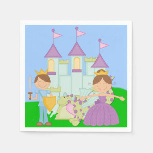 Brunette Prince and Princess Paper Napkins Servet