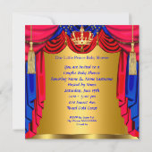 Brunette Prince Baby shower Gold Beer Red Blue Kaart (Achterkant)