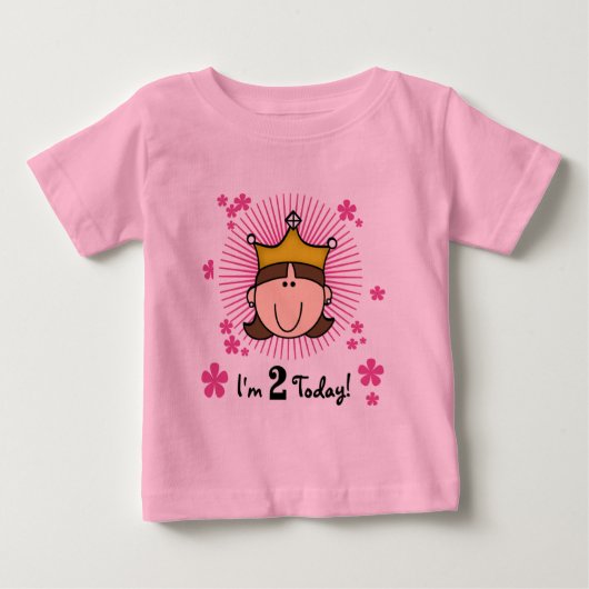 Brunette Princess 2e Verjaardag Tshirts en geschen (Voorkant)