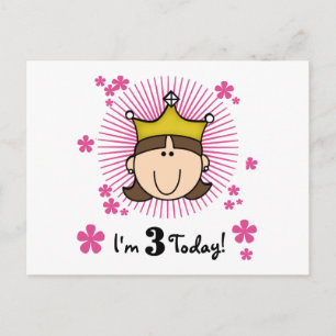 Brunette Princess 3rd Birthday Tshirts en Gifts Briefkaart