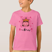 Brunette Princess 6th Birthday T-shirt (Voorkant)