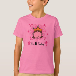 Brunette Princess 6th Birthday T-shirt