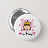 Brunette Princess 7th Birthday Ronde Button 5,7 Cm (Voorkant /achterkant)