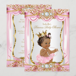 Brunette Princess Baby shower Roze Silk dondonker Kaart
