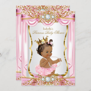Brunette Princess Baby shower Roze Silk dondonker Kaart