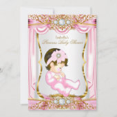  Brunette Princess Baby shower Roze zijde Kaart (Voorkant)