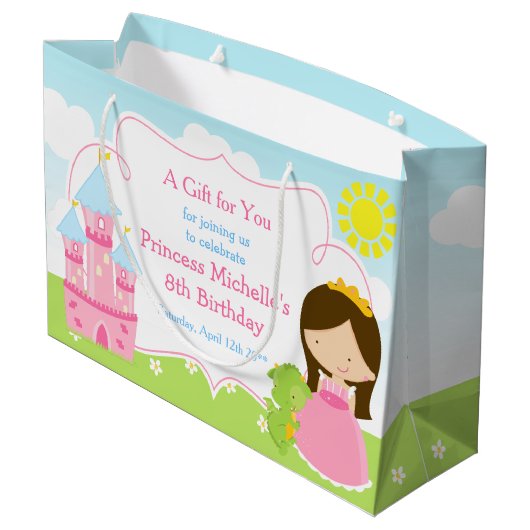 Brunette Princess en Dragon Dank u Groot Cadeauzakje (Achterkant Gekanteld)