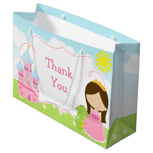 Brunette Princess en Dragon Dank u Groot Cadeauzakje (Voorkant Gekanteld)