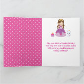 Brunette Princess met castle & regenboogverjaardag Kaart (Binnen)