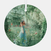 Brunette Princess: Sprookjesbos Waterverf Glas Ornament (Achterkant)