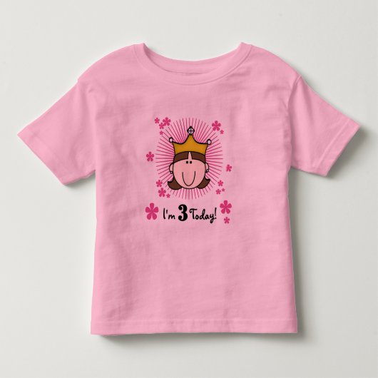 Brunette Prinses 3e Verjaardag Tshirts en geschenk (Voorkant)