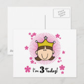 Brunette Prinses 3e Verjaardag Tshirts en geschenk Briefkaart (Voorkant / Achterkant)