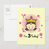 Brunette Prinses 3e Verjaardag Tshirts en geschenk Briefkaart (Voorkant / Achterkant)