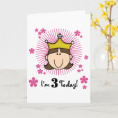 Brunette Prinses 3e Verjaardag Tshirts en geschenk Kaart (Gele Bloem)