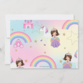 Brunette Prinses Eenhoorn Verjaardag Regenboog Fot Kaart (Achterkant)