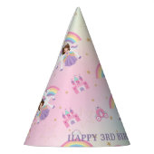 Brunette Prinses en Eenhoorn Regenboog Verjaardag Feesthoedjes (Links)