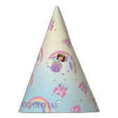 Brunette Prinses en Eenhoorn Regenboog Verjaardag Feesthoedjes (Rechts)