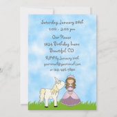 Brunette Prinses en Eenhoorn Verjaardag Uitnodigin Kaart (Achterkant)