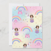 Brunette prinses en regenboog eenhoorn verjaardag bedankkaart (Achterkant)