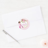Brunette Prinses Verjaardag Dank u Ronde Sticker (Envelop)