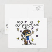Brunette Rock Star Briefkaart (Voorkant / Achterkant)