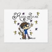 Brunette Rock Star Briefkaart (Voorkant)