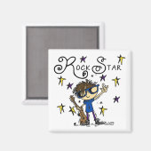 Brunette Rock Star Magneet (Voorkant / Achterkant)