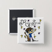 Brunette Rock Star Vierkante Button 5,1 Cm (Voorkant /achterkant)