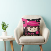 Brunette Rock Star Zanger Kussen (Stoel)