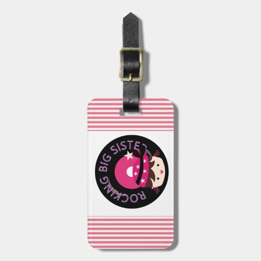 Brunette Rocking Big Sister Bagagelabel (Voorkant verticaal)