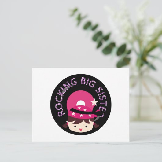 Brunette Rocking Big Sister Briefkaart (Staand voorkant)