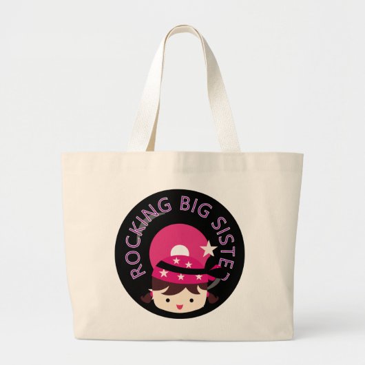 Brunette Rocking Big Sister Grote Tote Bag (Voorkant)