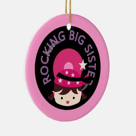 Brunette Rocking Big Sister Keramisch Ornament (Rechts)