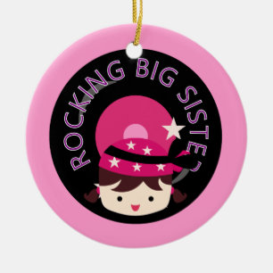 Brunette Rocking Big Sister Keramisch Ornament