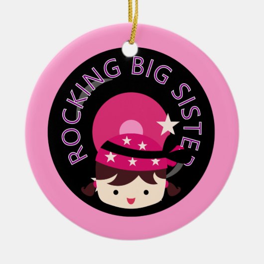 Brunette Rocking Big Sister Keramisch Ornament (Voorkant)