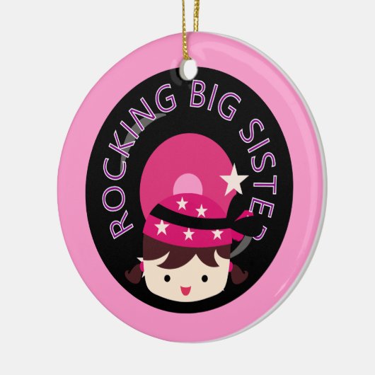Brunette Rocking Big Sister Keramisch Ornament (Links)