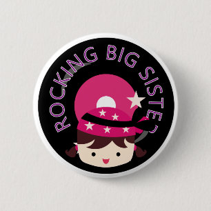 Brunette Rocking Big Sister Ronde Button 5,7 Cm