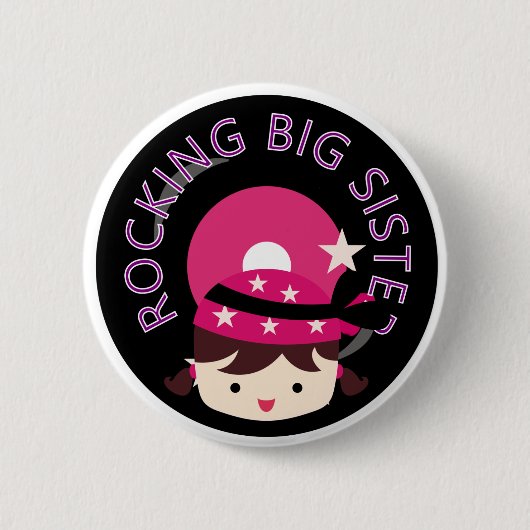 Brunette Rocking Big Sister Ronde Button 5,7 Cm (Voorkant)