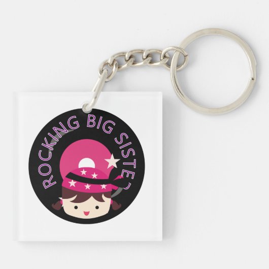Brunette Rocking Big Sister Sleutelhanger (Achterkant)