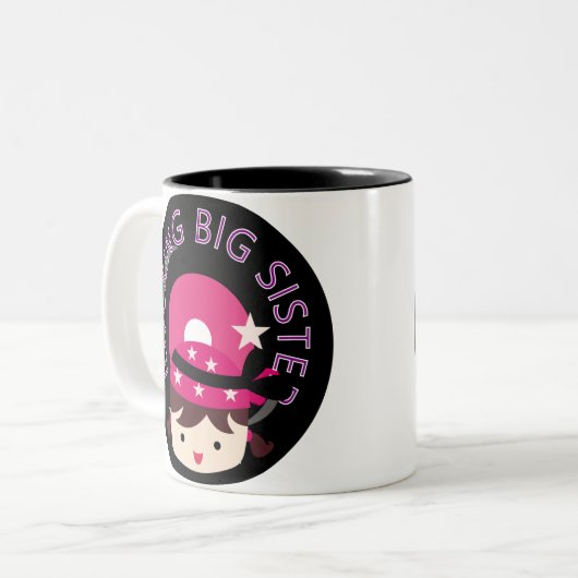 Brunette Rocking Big Sister Tweekleurige Koffiemok (Voorkant links)