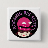 Brunette Rocking Big Sister Vierkante Button 5,1 Cm (Voorkant)