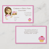 Brunette/Roze Cupcake Baker/Bakkerij 2 Visitekaart Visitekaartje (Voorkant / Achterkant)