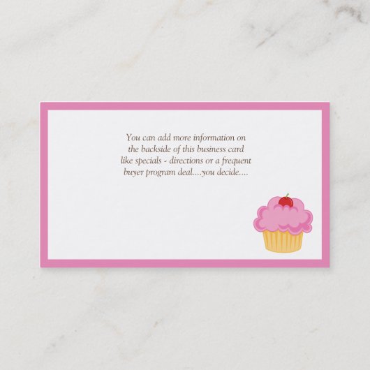 Brunette/Roze Cupcake Baker/Bakkerij 2 Visitekaart Visitekaartje (Achterkant)