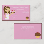 Brunette/Roze Cupcake Baker/Bakkerij 3 Visitekaart Visitekaartje (Voorkant / Achterkant)