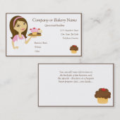 Brunette/Roze Cupcake Baker/Bakkerij 4 Visitekaart Visitekaartje (Voorkant / Achterkant)