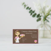 Brunette/Roze Cupcake Baker/bakkerijVisitekaartje Visitekaartje (Staand voorkant)