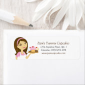 Brunette/Roze Cupcake Bakker Retouradres Labels (Insitu)